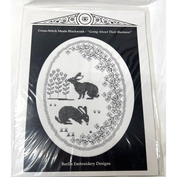 Berlin Embroidery Designs Cross-Stitch Meets Blackwork Pattern "Going About Thei - Picture 1 of 4